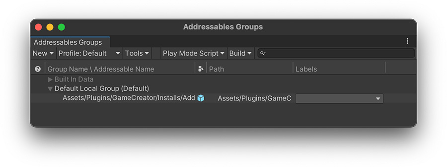 Addressables Addressables Groups