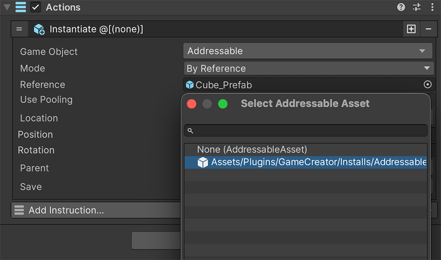 Addressables Instantiate Addressable Game Object
