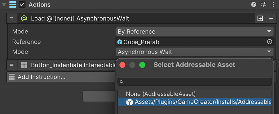 Addressables Instantiate Addressable Game Object