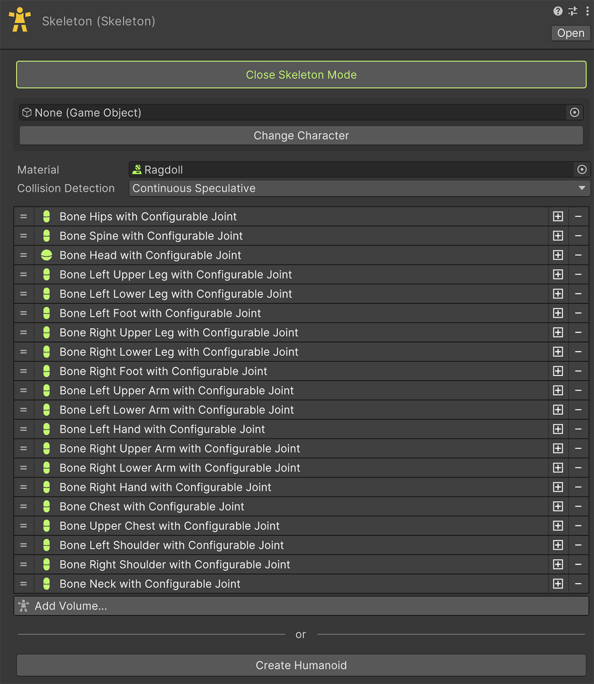 Configure Skeleton