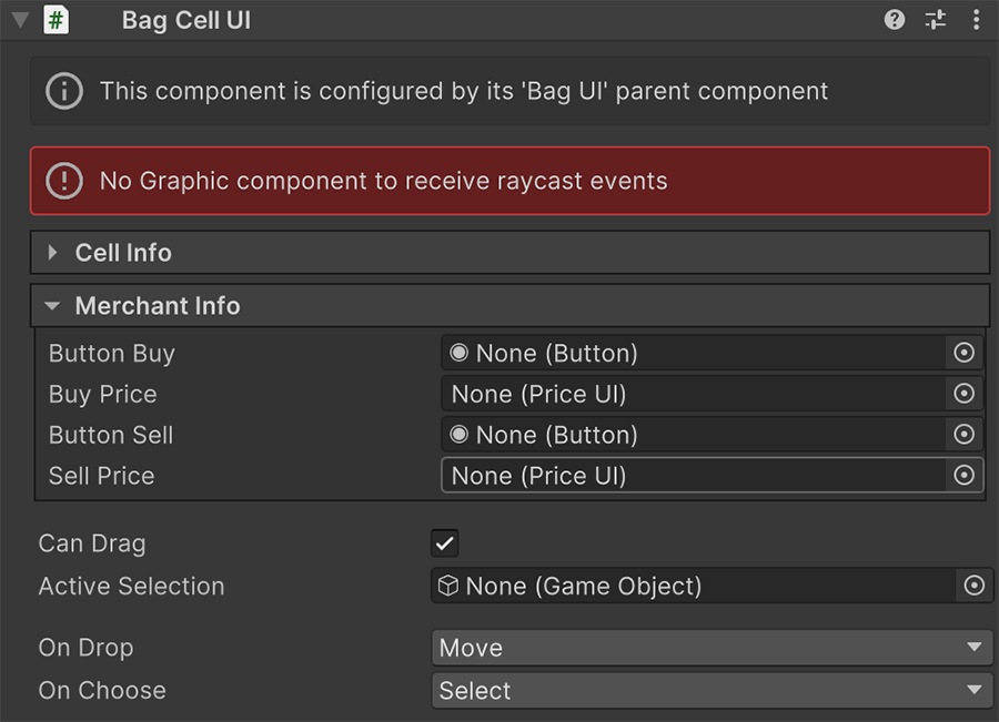 Bag Cell UI