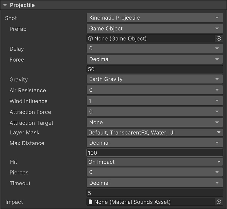 Shooter Weapon Projectile using Kinematic instance