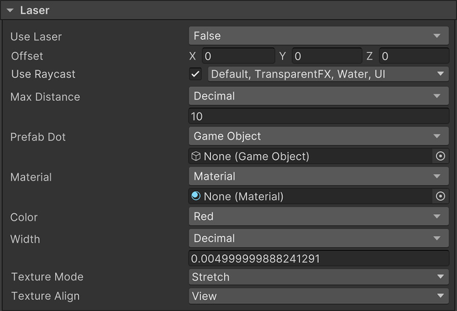 Sight asset Laser section