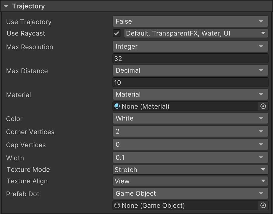 Sight asset Trajectory section