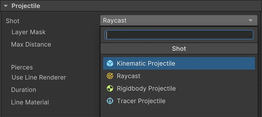 Shooter Weapon Projectile Selection