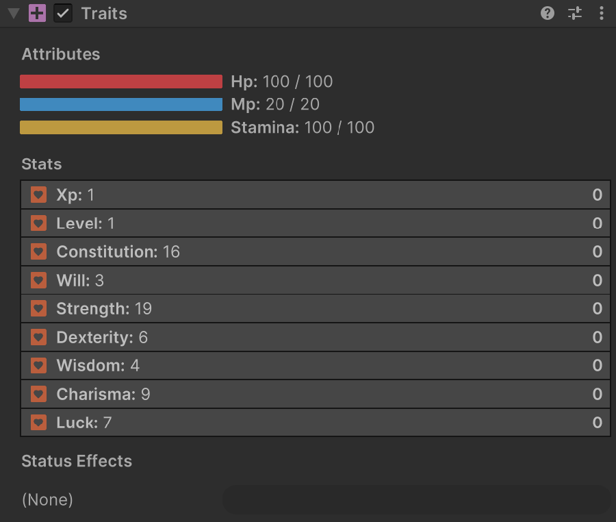 Traits in Playmode